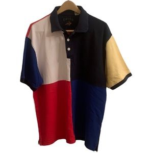 Orvis 90's Color Block Polo Shirt Bold Primary Colors Sz XL